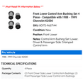 thumbnail image 2 of Front Lower Control Arm Bushing Set 4 Piece - Compatible with 1988 - 1999 Chevy K2500 1989 1990 1991 1992 1993 1994 1995 1996 1997 1998, 2 of 2