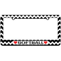 Softball Love with Hearts License Plate Tag Frame, Multiple Colors