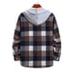thumbnail image 4 of Blusa de manga larga con capucha para hombre, informal, de retazos, a cuadros, con capucha, botones, de manga larga, 4 of 9