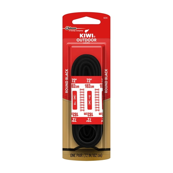 Cordones para zapatos KIWI Outdoor, redondos, negros, 183 cm, para zapatos, 1 par