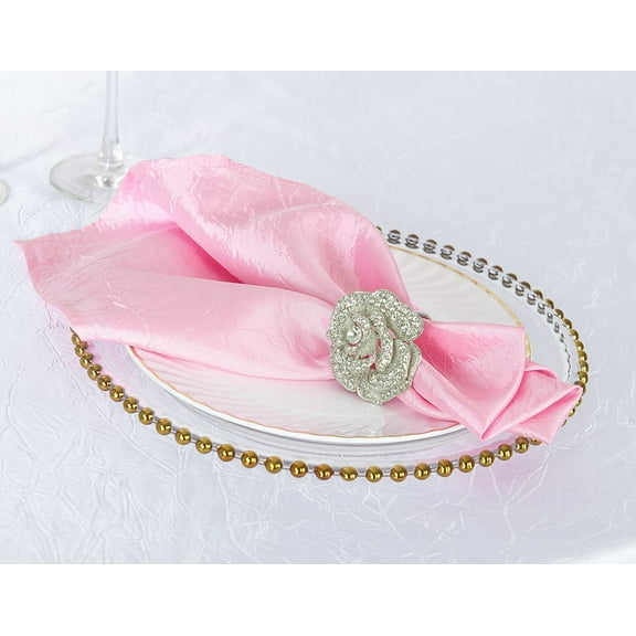 Wedding Linens Inc. (10pcs) 20"x 20" Crushed Crinkle Taffeta Napkins - Pink