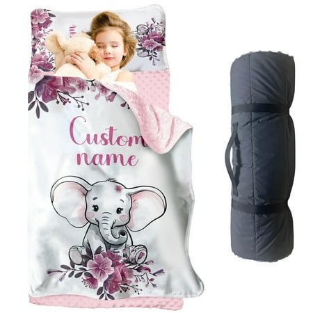 Personalized Toddler Nap Mat for Preschool Custom Name Kids Nap Mat with Pillow Cover and Nap Blanket Daycare Nap Mats for Kindergarten Floral Elephant Design Rolled Slumber Bags Easy to Carry Personalized Toddler Nap Mat for Preschool Custom Name Kids Nap Mat with Pillow Cover and Nap Blanket Daycare Nap Mats for Kindergarten Floral Elephant Design Rolled Slumber Bags Easy to Carry