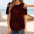 thumbnail image 2 of Women's Cold Shoulder Shirts Plus Size Zebra Striped Tee Criss Cross Cut Out Short Sleeve Top for Going Out Wear, 2 of 9