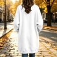 thumbnail image 6 of WIZUTIZ Women's Solid Color Button Front Jacket Mid-Length Long Sleeve Pockets Loose Fit Casual Winter Warm Coat Outerwear, 6 of 7