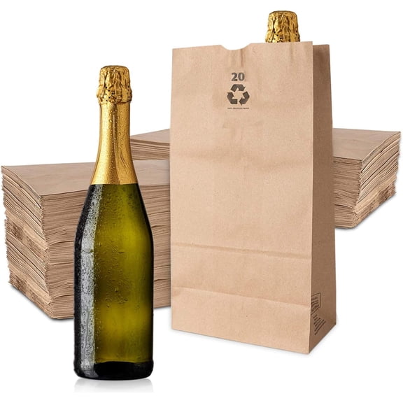 Stock Your Home 20 Lb Kraft Big Brown Paper Bags (100 Count) - Bulk Disposable Liquor Bottle Sacks, Extra Large Size Blank Bag, Good for Big Lunch, Grocery Food Shopping, and Arts & Crafts Projects