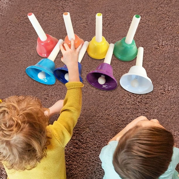 Clochette Manuelle Arc-en-Ciel Pour Enfant – Grelot En Bois Et Métal – Instrument De Musique Dès 2 Ans