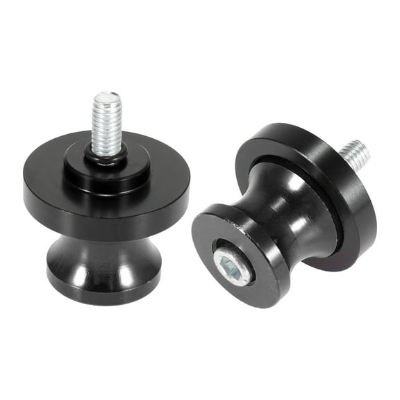 Unique Bargains 2pcs 6mm M6x1.0 Black Silver Tone Aluminum Alloy Motorcycle Swingarm Spools Sliders Stand for Yamaha
