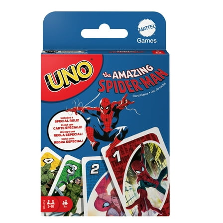 UNO The Amazing Spider-Man Card Game for Kids, Adults & Family Night Inspired by Marvel Comic Book Series