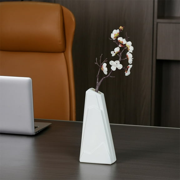 PATLOLLAV 1 Pcs Plastic Vase, Imitation Glazed Carved Flowers Vase, Unbreakable Centerpieces Flower Arrangement Decorative Vase Entryway Shelf Living Room Table Decor