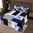 thumbnail image 2 of Erosebridal Patchwork Rectangle Bedspread Sets Twin Size,Geometry Stripe Bed Quilt,Abstract Artwork Decor,Breathable,2pcs, 2 of 5