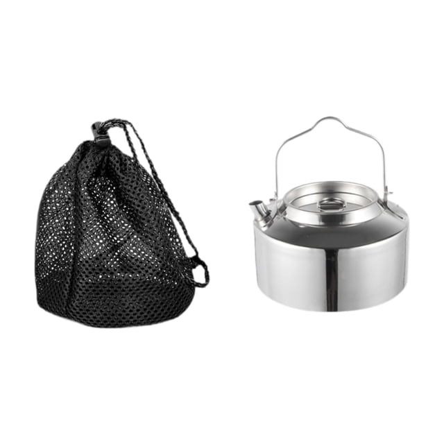 Cafetera para acampar con bolsa de transporte, tetera portátil ligera de 1200 ml para Mango de plata