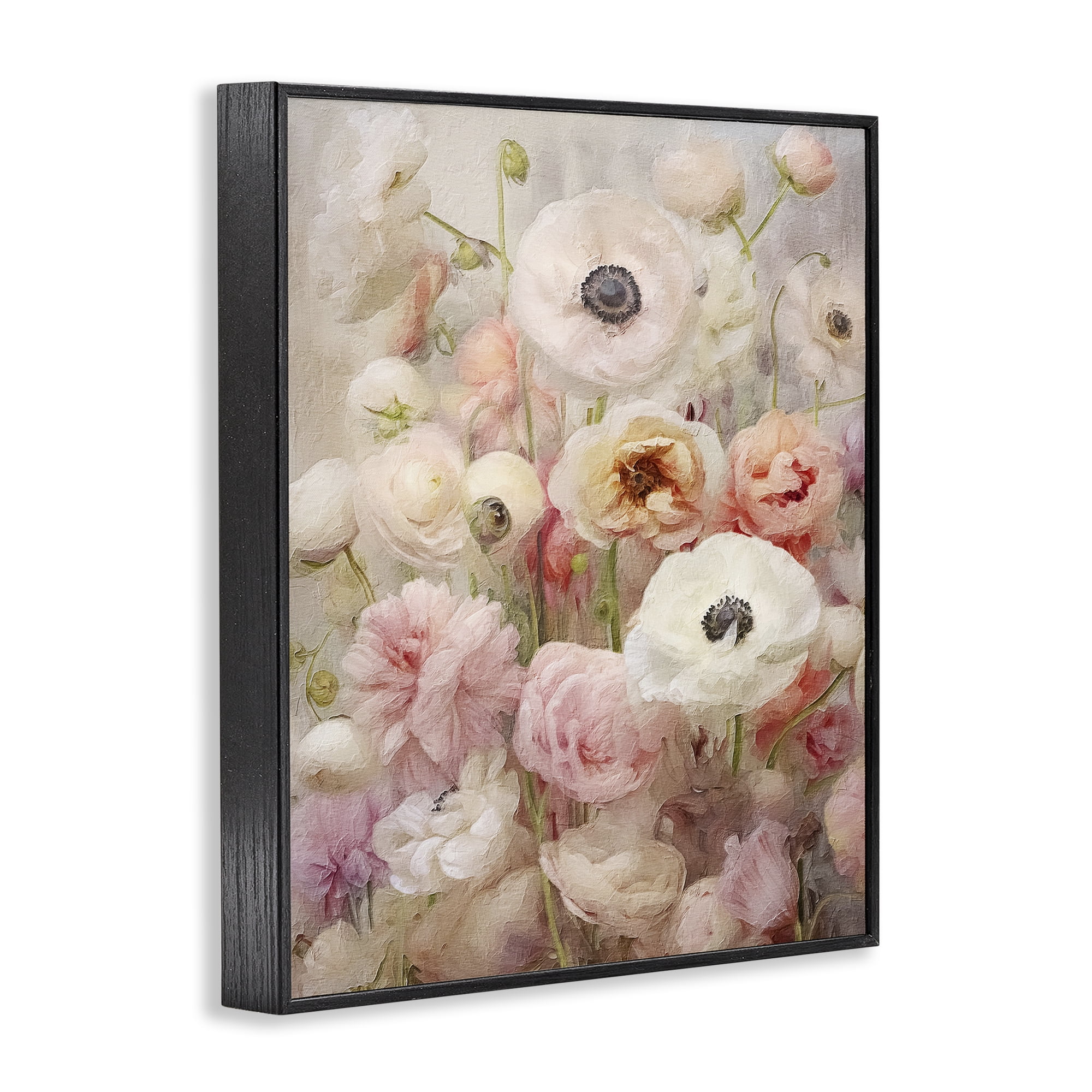 Stupell Industries Soft Pastel Florals Botanical & Floral Painting Black Framed Art Print Wall Art, 11 x 14