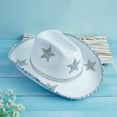 thumbnail image 3 of Women Rhinestone Cowboy Hats Sequined Wide Brim Western Hat Shiny Cowgirl Cap for Party Holidays, 3 of 6