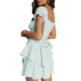 thumbnail image 2 of Gupgi Robe Mini à Volants pour Femmes Couleur Unie Manches Courtes Superposées Robes Fluides, 2 of 9