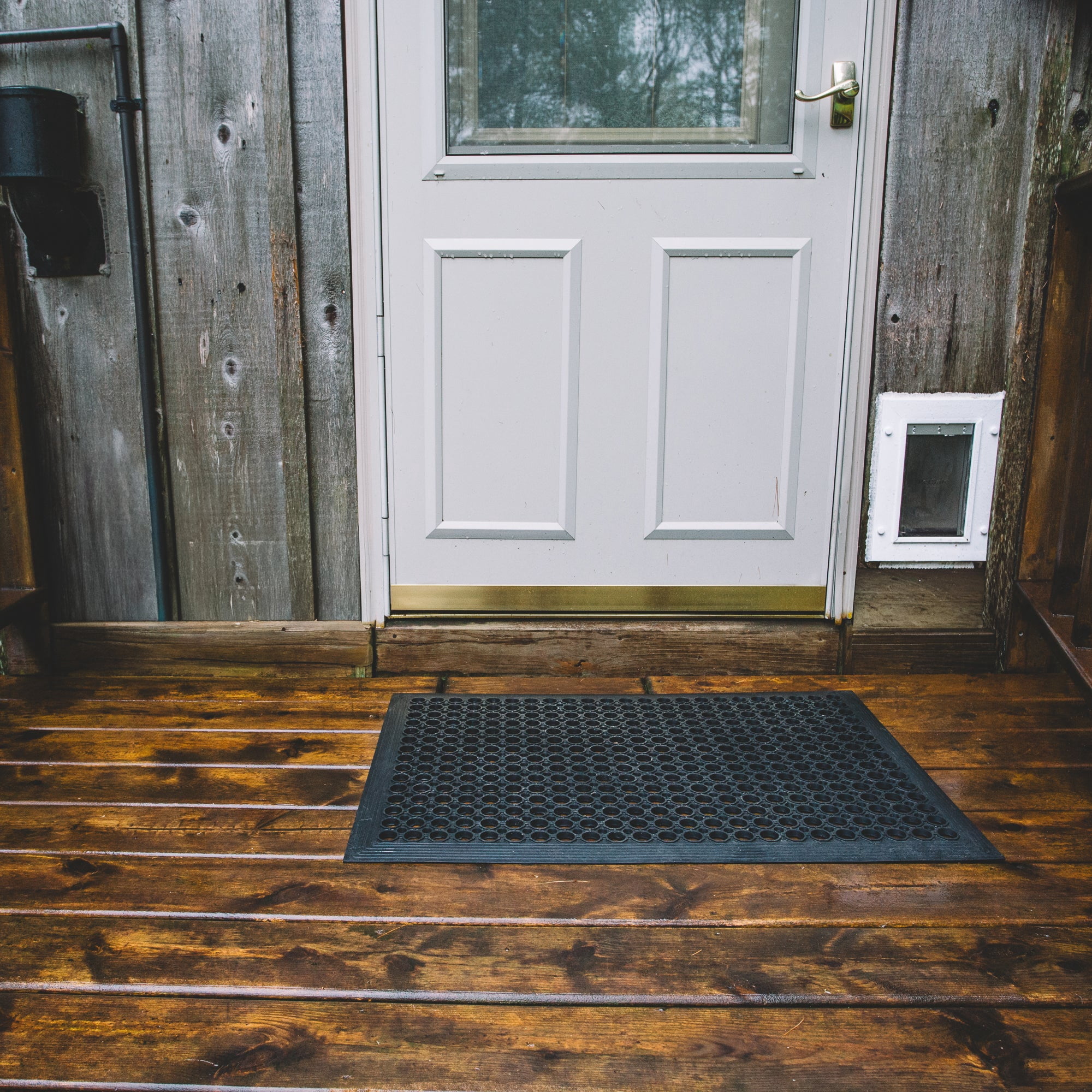 Backyard Expressions 24" x 36" Outdoor Rubber Drainage Mat, Heavy Duty Non Slip Floor Mat with Holes, Indoor Outdoor Door Mat for Entryway, Patio, Garage, Kitchen, Pool & Wet Areas, Black