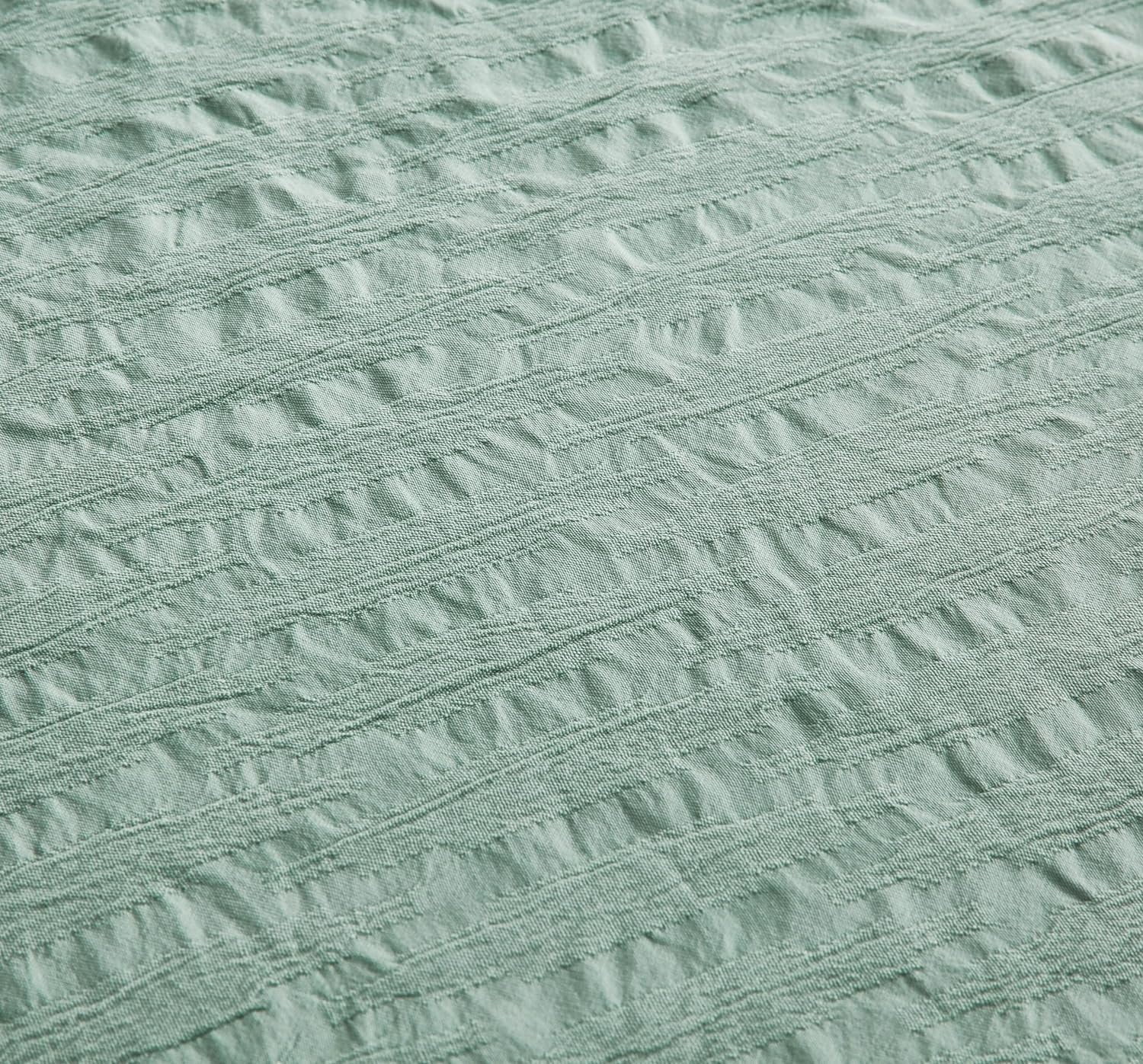 Chezmoi Collection Calvin 3-Piece Jacquard Comforter Set Oversized King Size, Sage Green Textured Woven Lightweight Comforter Bedding for All Season