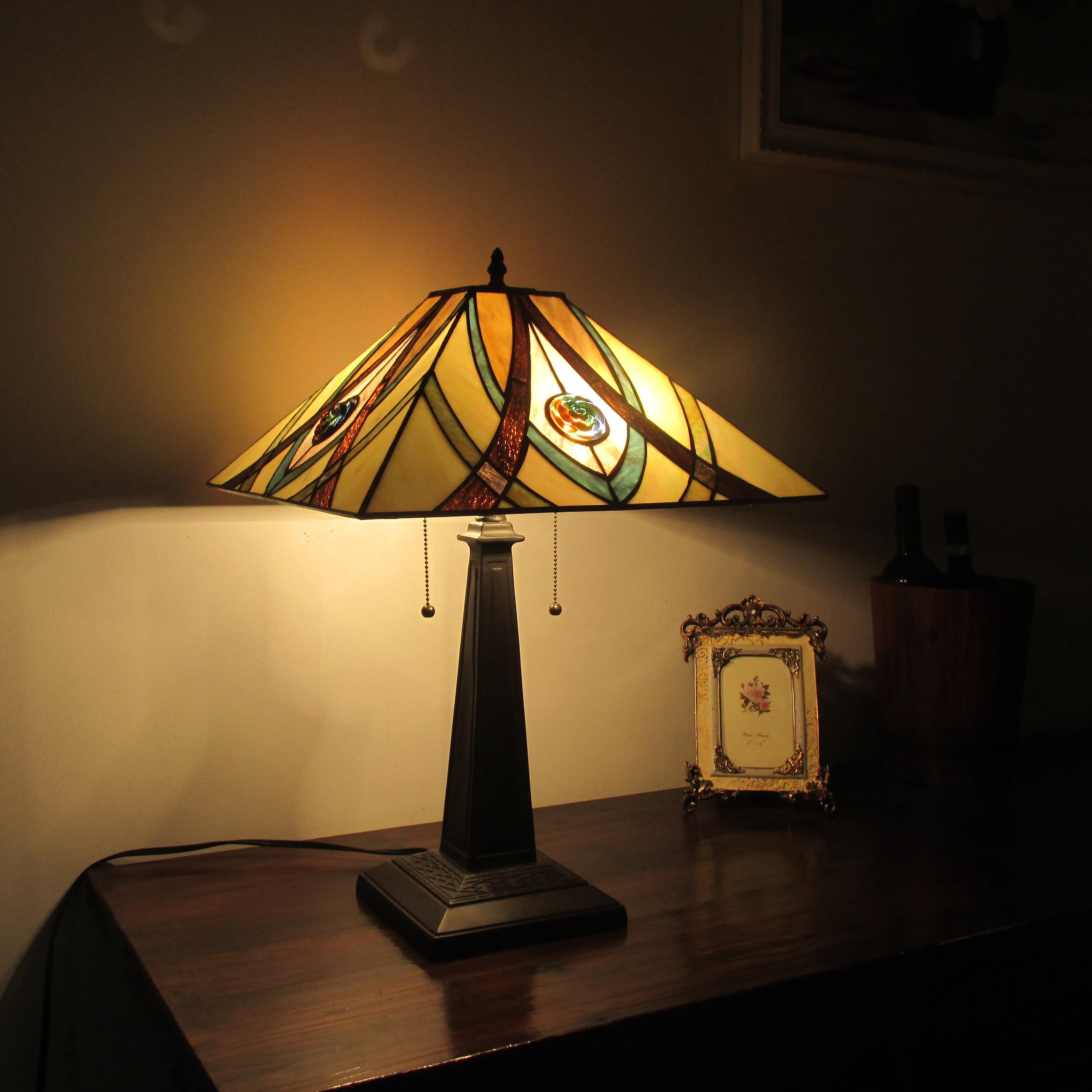 RADIANCE Goods Tiffany-Style 2 Light Mission Table Lamp 16" Shade