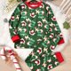 thumbnail image 1 of 2pcs Pijama De Navidad Para Niños, Conjunto De Camiseta De Manga Larga Y Pantalones, Patrón De Santa Elk De Dibujos Animados, Ropa Cómoda Para Dormir, Conjunto De Pijama Casual, Ropa De Niño, 1 of 4