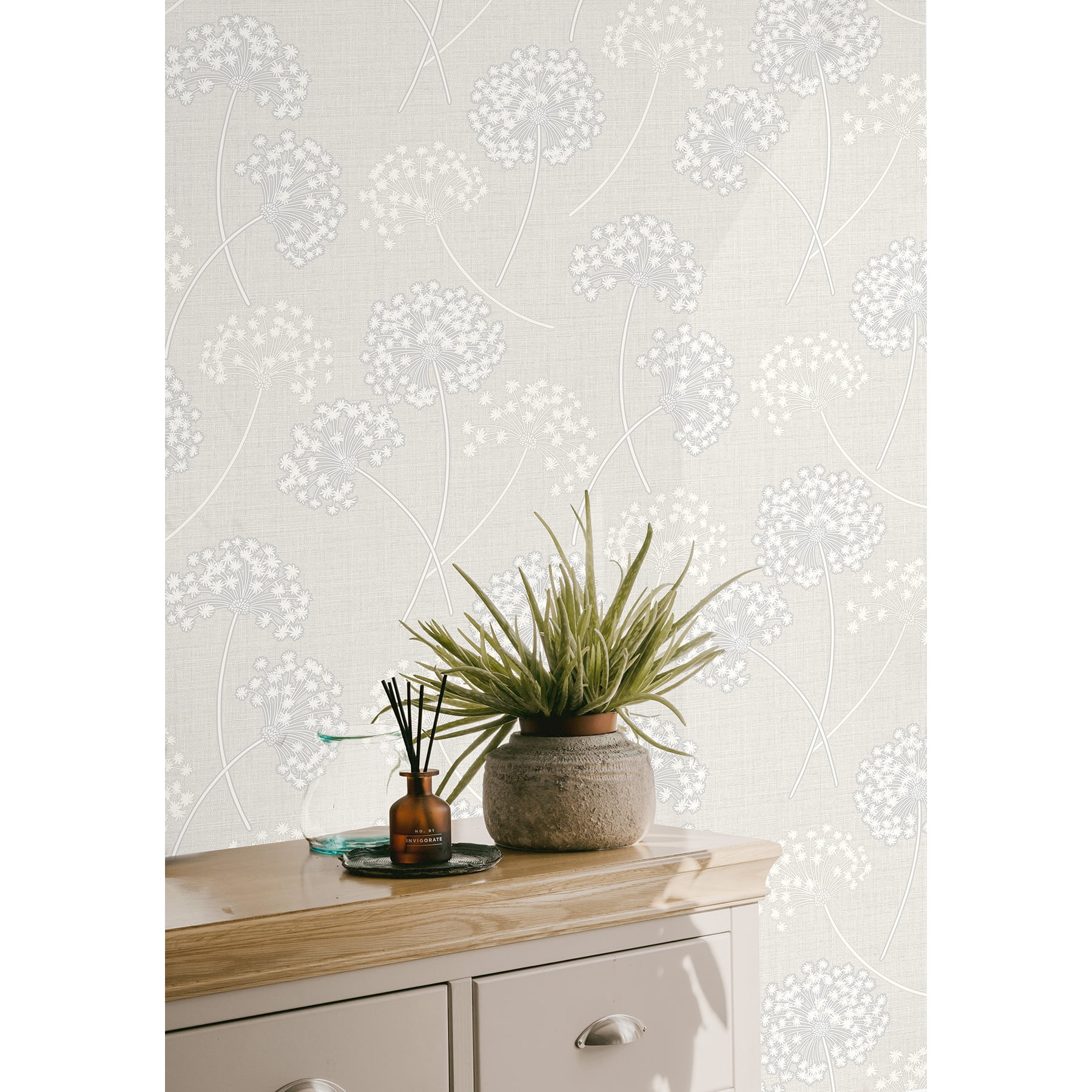 Fine Decor Grace Dove Floral Wallpaper, 20.5-in by 33-ft