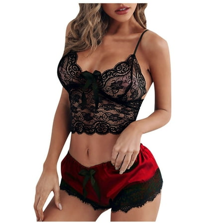 Midwennn Women s Lace Sexy Lingerie Underwear Bra Underwear Pajamas Nightgown Suit Sexy Lingerie with Stockings plus Size