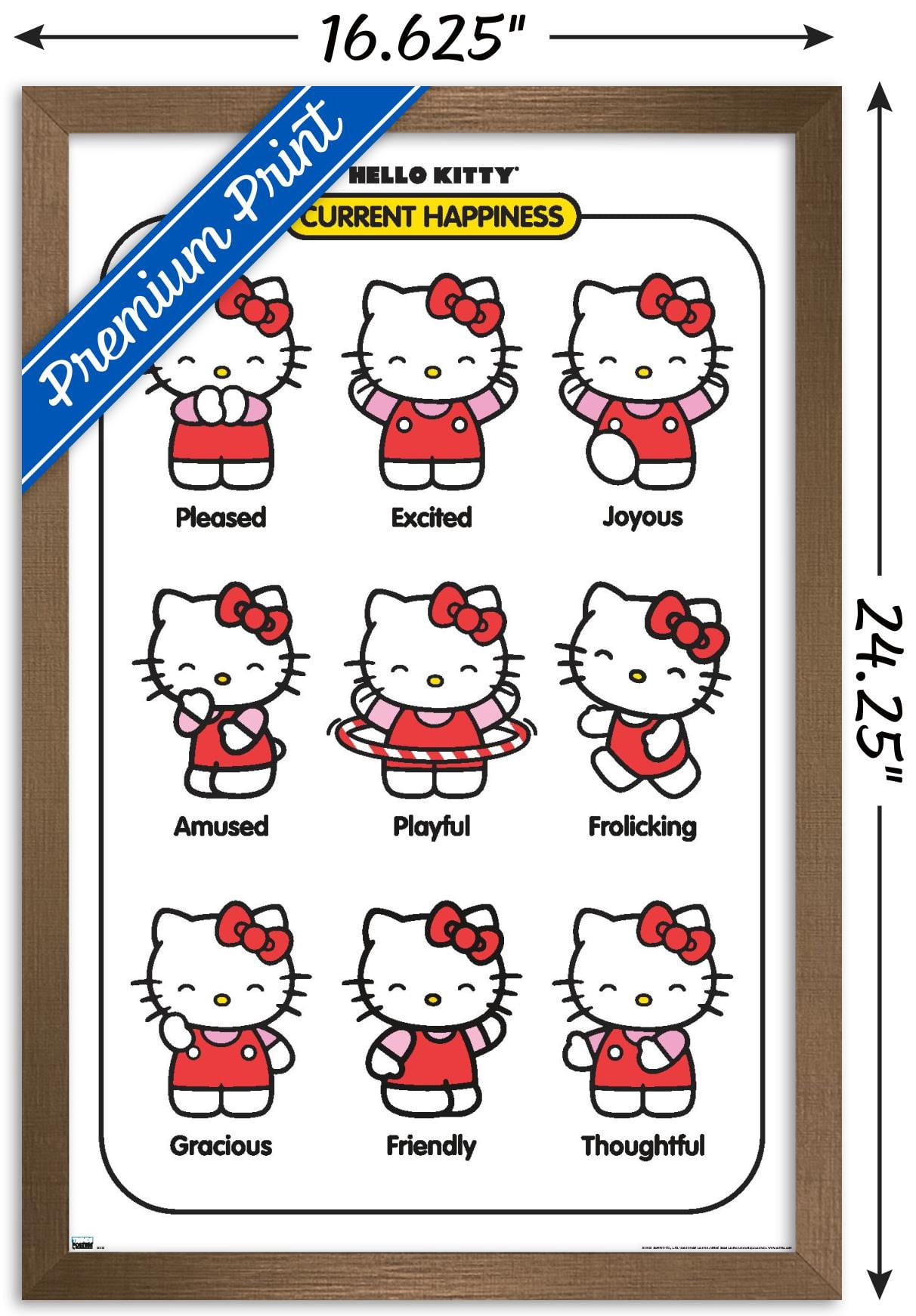Hello Kitty - Current Happiness Wall Poster, 14.725" x 22.375" Framed