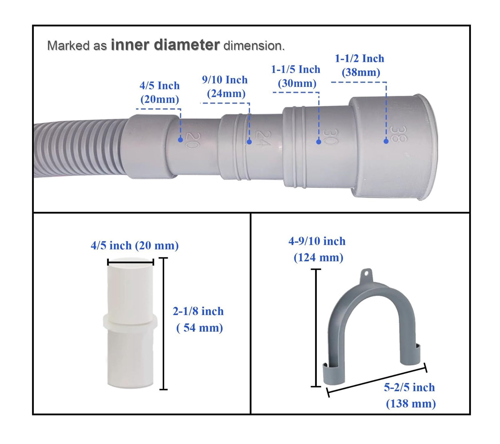 10ft Washing Machine Drain Hose Extension Kit - Universal for Washer, Dishwasher & Dehumidifier, 7-Piece Set with U-Bracket, 4 Clamps & Adapter