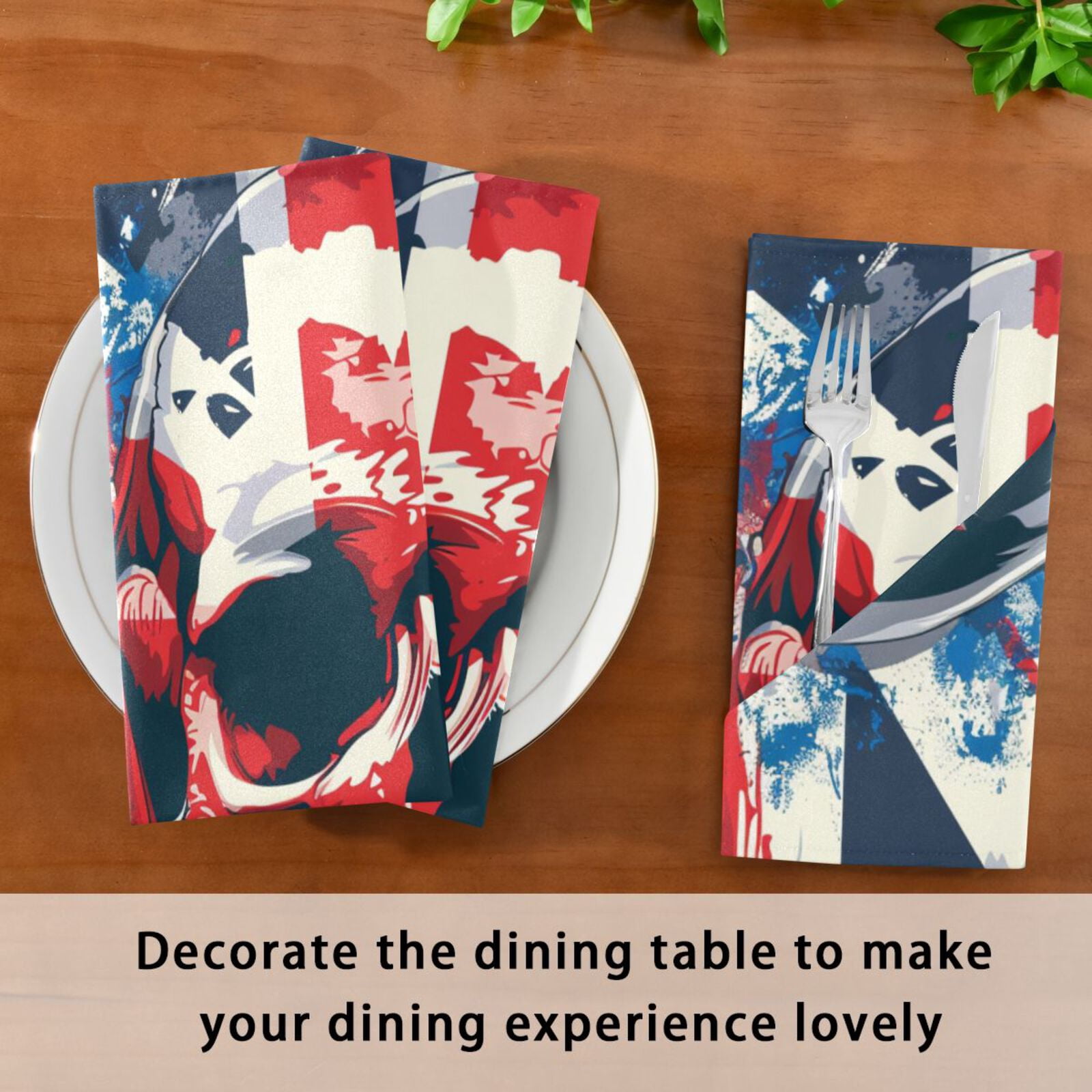 JSTEL British Flag Skull Cloth Napkins Set of 6, 20x20 Inch Washable and Reusable Napkin for Decoupage Dinner Party Everyday Use