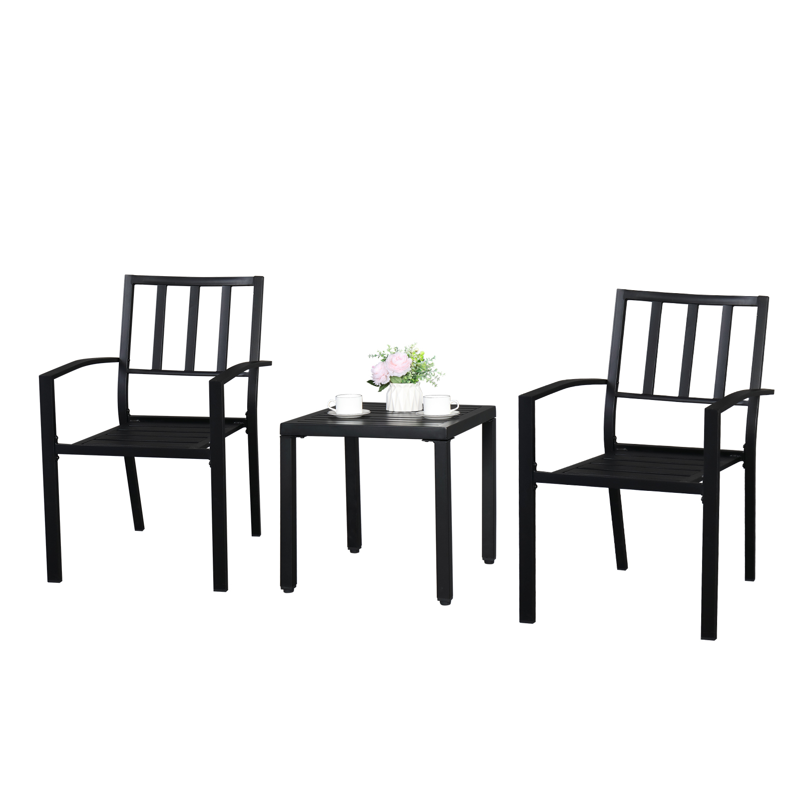 Gzxs Patio Dining Set Wrought Iron Outdoor Table and Chairs Furniture