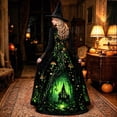 thumbnail image 5 of Witch Dress for Women Halloween Long Sleeve Lace V Neck Vintage Gothic Maxi Dress Allover Halloween Print Haunted House A Line Party Dress, 5 of 6