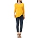 thumbnail image 2 of INSPIRAR CHIC Blusas de Mujer Cuello Redondo Manga 3/4 Decoración de Botones Dobladillo Irregular Estilo Casual XS Amarillo, 2 of 7