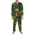 thumbnail image 3 of Logiee Mardi Gras7 Print Mens Long Sleeve Pajama Set,Notched Collar Pajamas for Men, Men's Sleepwear,Mens Sleepwear with Pockets & Button Down-X-Large, 3 of 7