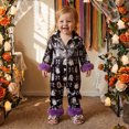 thumbnail image 5 of Elegyee Newborn Girls Halloween Satin Pajamas Cartoon Ghost Bow Long Sleeve Sleepwear Set, 5 of 6