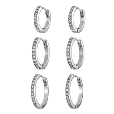 Time and Tru Hoop Earrings, Silvertone, 14mmx17mmx20mm, 3