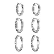 Time and Tru Women's Silvertone Huggie Hoop Collection, 3 Pairs