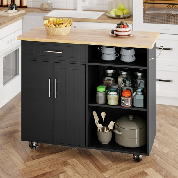 Walsunny Kitchen Island Cart with Storage,Rolling Kitchen Island Side ...