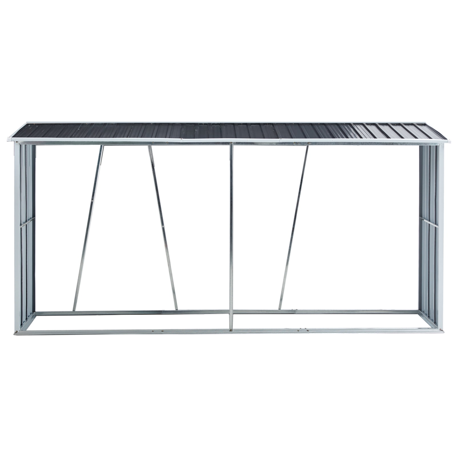 Firewood Storage Rack, Weatherproof Log Organizer for Outdoor Garden Yard, Anthracite Galvanized Steel