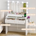 thumbnail image 6 of Ktaxon Get Ready with Me GRWM Makeup Vanity Desk with Lighted Mirror, Dressing Table W/Charging Station & Hair Dryer Rack,White, 6 of 9