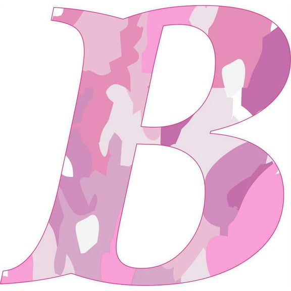 StickerTalk Pink Camo B Monogram Vinyl Sticker, 3.25 inches x 3 inches