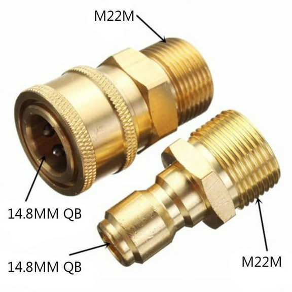 2Pcs M22 3/8" Quick Release Adapter Connecter Coupling 14.8MM For High Pressure Washer Garden Joints