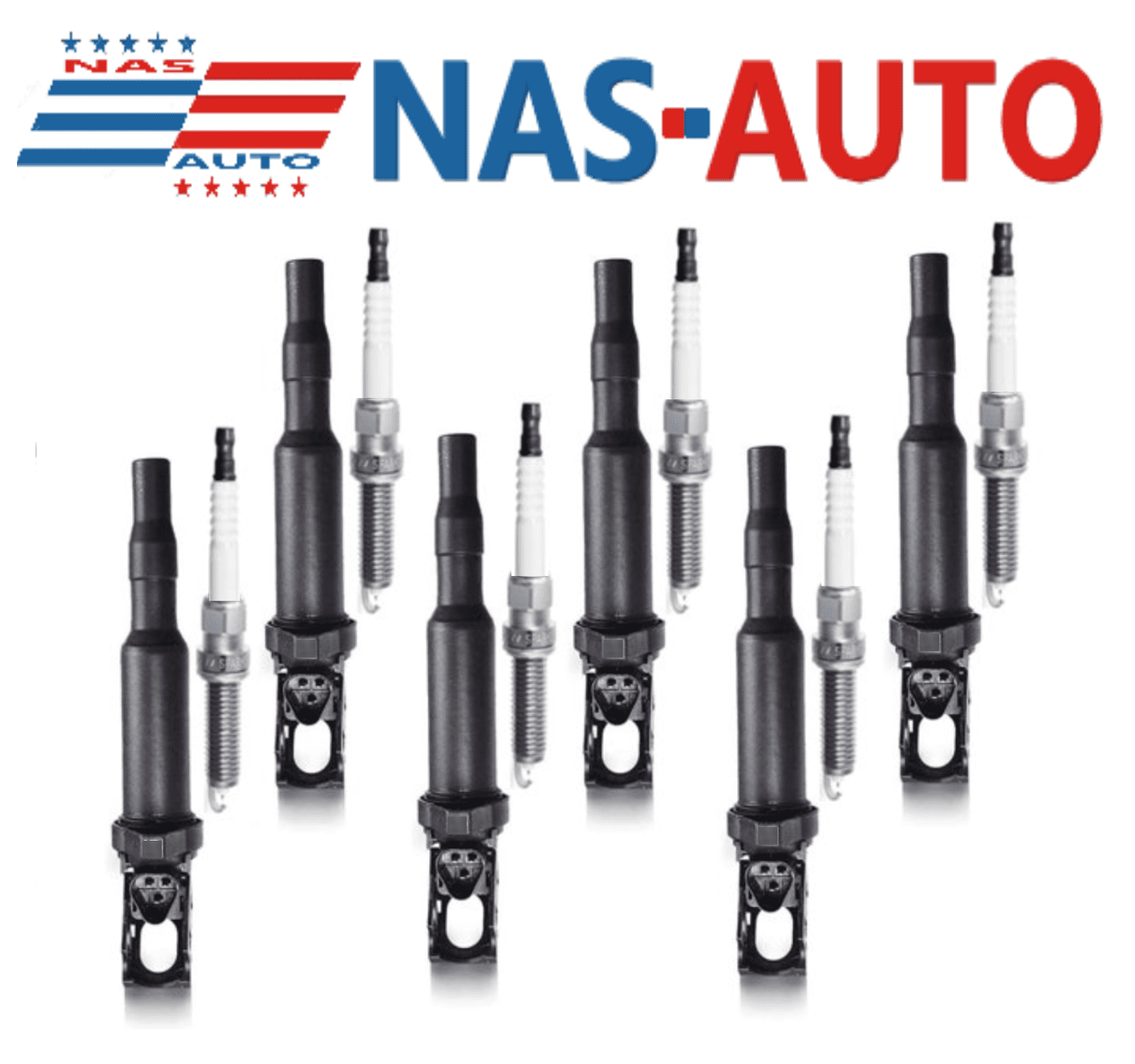 High Power Ignition Coil & Spark Plug Pack of 6. Compatible with select