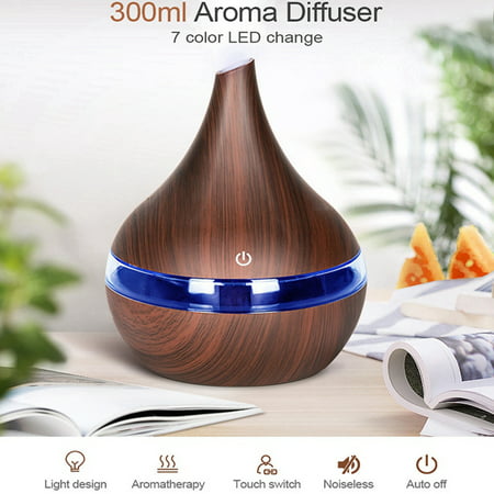 300ml Cool Mist Humidifier Ultrasonic Aroma Essential Oil Diffuser for Office Home Bedroom Living Room Study Yoga Spa - Wood