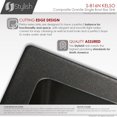 thumbnail image 3 of Stylish Dual Mount 16" Black Composite Granite Single Bowl Kitchen Sink with Strainer S-816N, 3 of 7