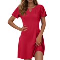 thumbnail image 4 of vigerkar Women's Casual A-Line Dresses Summer Floral Tshirt Dress Short Sleeve Mini Dress Flowy Sundresses Red, M, 4 of 9