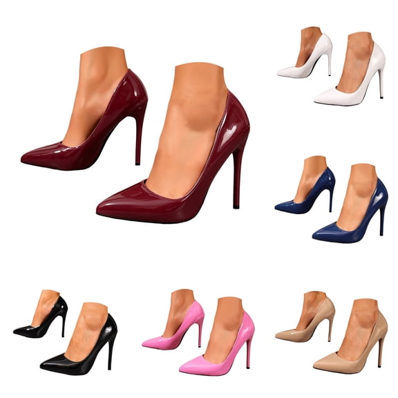 Stylago Women's Closed Pointed Toe High Heels Dress Wedding Pumps Shoes Leather Trendy Stiletto for Ladies Work Business Size 6.5 Beige