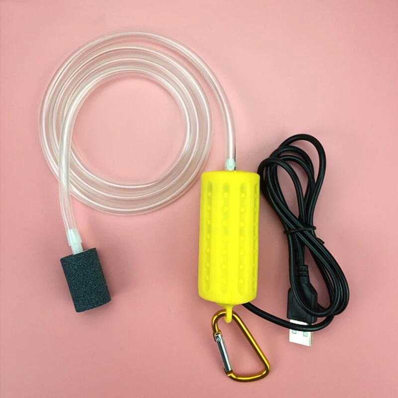 2pcs USB Aquarium Air Pump, Ultra Durable & Quiet USB Nano Air Pump, Small Air Bubbler for Aquarium Fish Tank with Air Stone and Silicone Tube