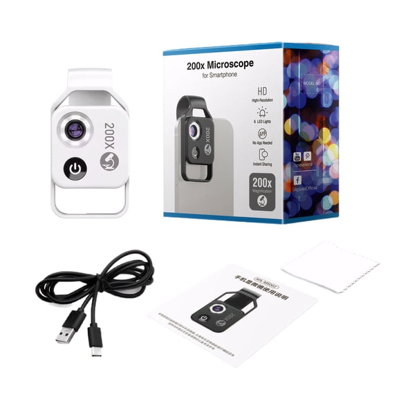 Lente de microscopio de carga USB Methold ABS con filtro CPL luz LED amplia compatibilidad con teléfono Electrónica Estándar blanco