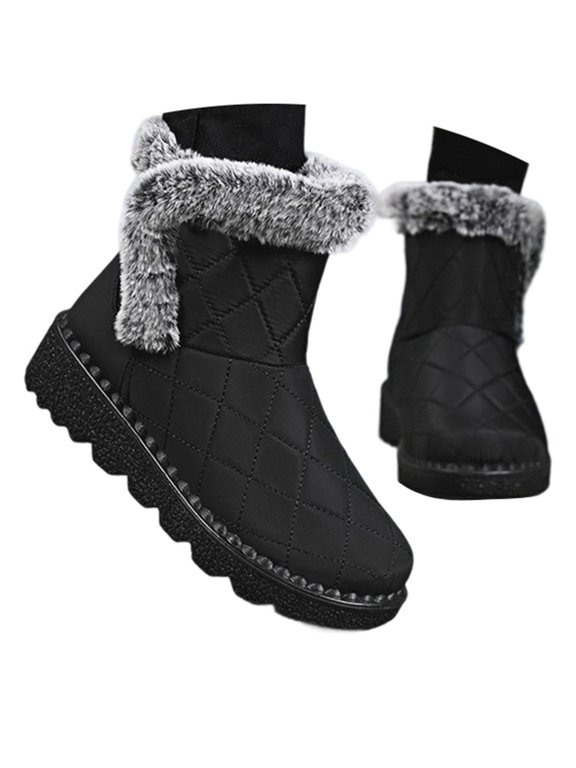 Snow Boots for Women Size 12, Winter Shoes for Women 2025 Casual, Cushioned, Buckle, Rain, Bump Toe, Women's Fashion, Black, Size 7.5