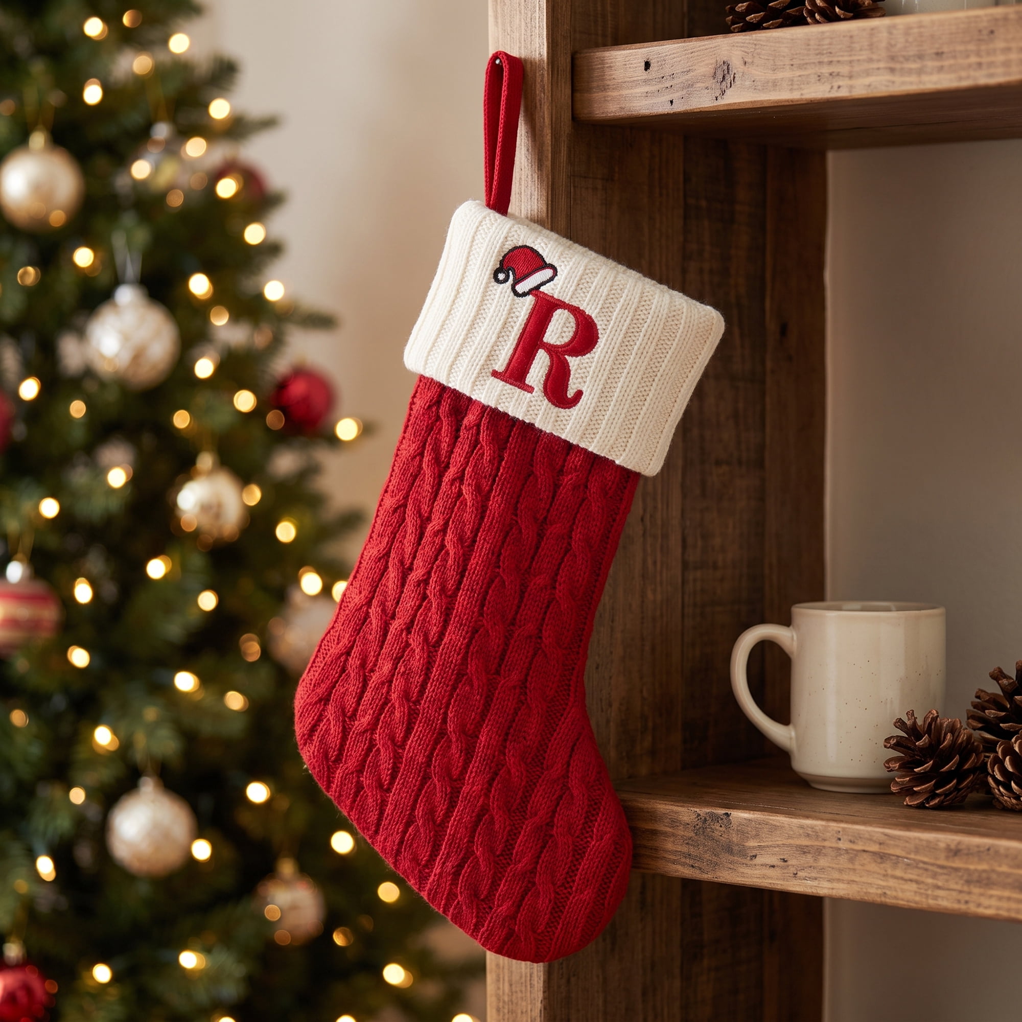 Unique Bargains Cartoon Christmas Luxury Grand Hearth Accent Stocking Letter R 8"