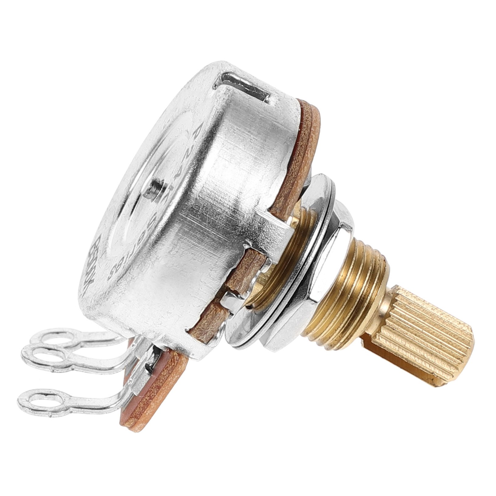 OUNONA Golden Metal Audio Taper Potentiometer for Electric Guitar and Bass with 24 Tooth Split Shaft