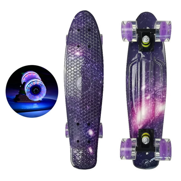 22inch Complete Mini Cruiser Skateboard Longboard Flashing Wheels Fish Skate Board